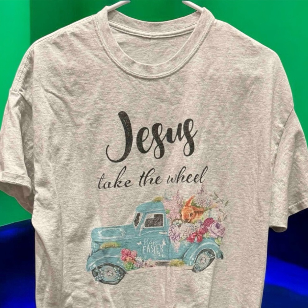 Graphic Tee - Cream with Blue Truck Design XL - Picture 5 of 6